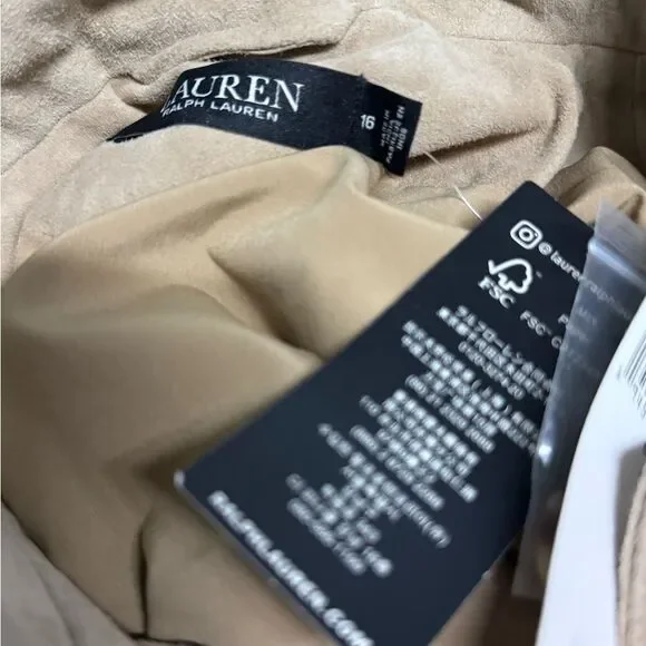 Lauren Ralph Lauren Women’s Fringe Trim Goat Suede Jacket Western Beige NWT $650 - Picture 16 of 16